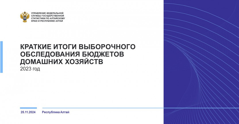 Краткие итоги выборочного обследования бюджетов домашних хозяйств в Республике Алтай. 2023 год